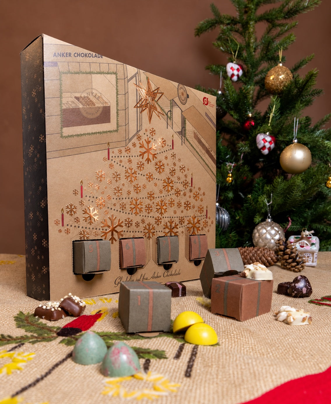 Anker Chokolade - Julekalender med 2 stk i hver låge, 520 gr + Early Bird