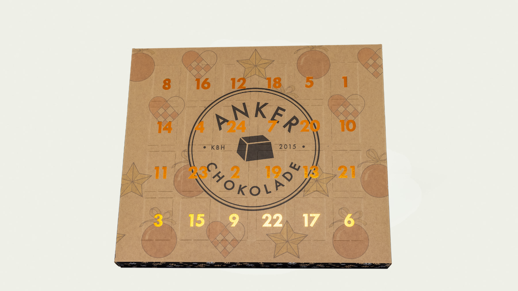 Anker Chokolade - Julekalender med 2 stk i hver låge