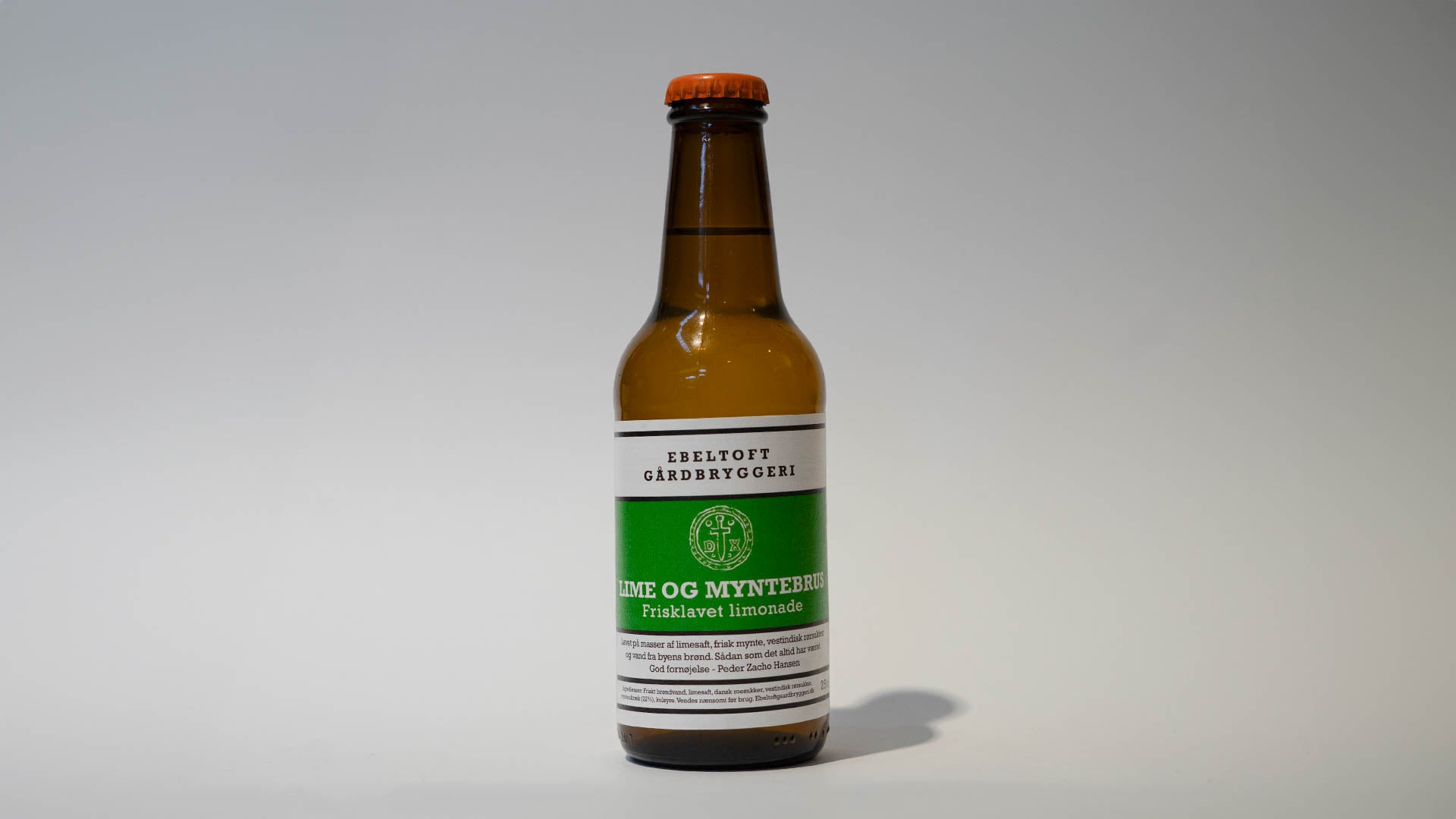Ebeltoft bryggeri myntelimebrus sodavand på 25cl flaske