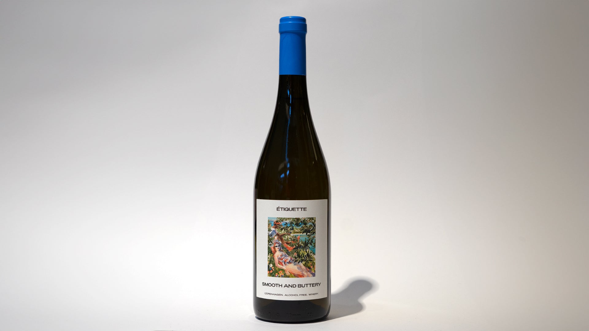 Étiquette smooth and buttery alkoholfri hvidvin på 75cl flaske