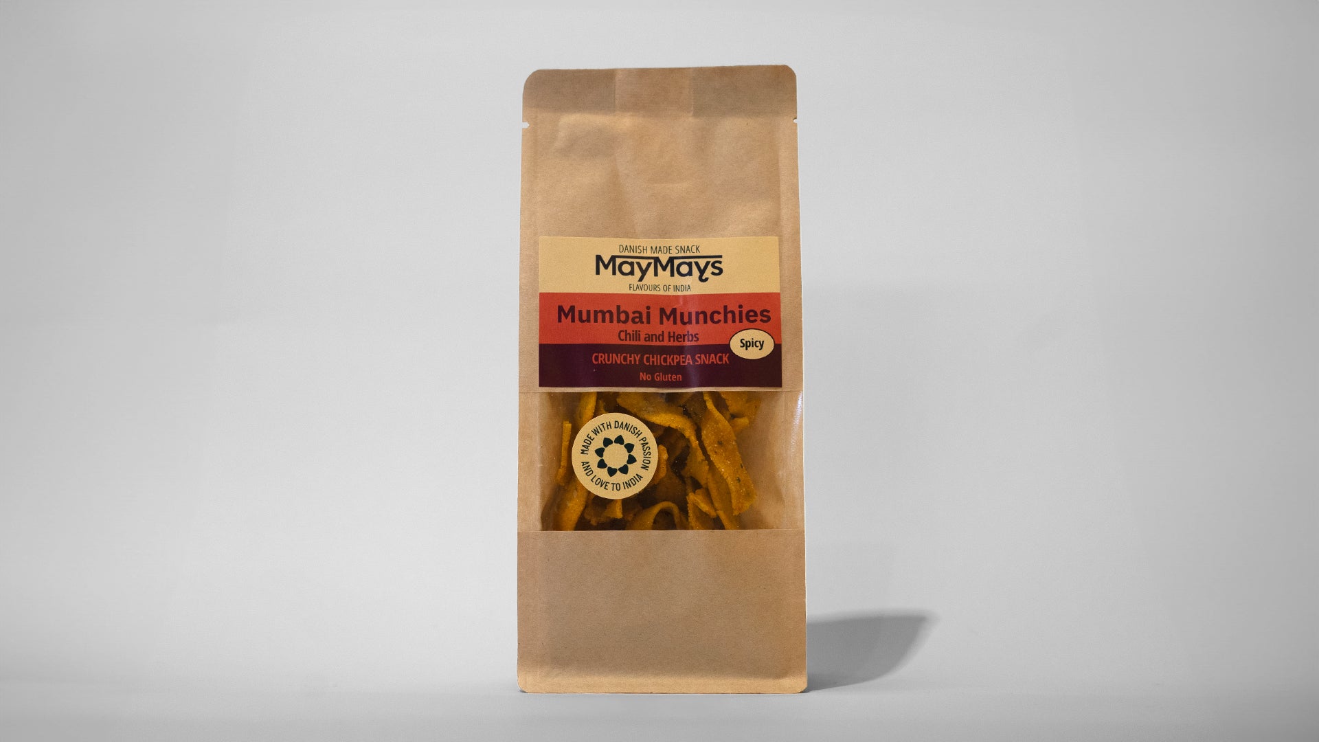 May Mays Mumbai Munchies, spicy, 100 gr - krydrede snacks inspireret af indisk street food