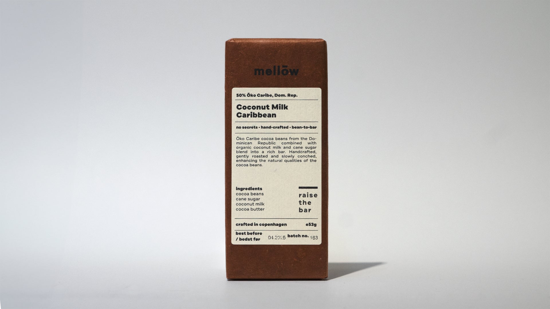 Mellow chokoladebar med 70% kakao og kokosmælk, 53 gr - karibisk inspireret mørk chokolade