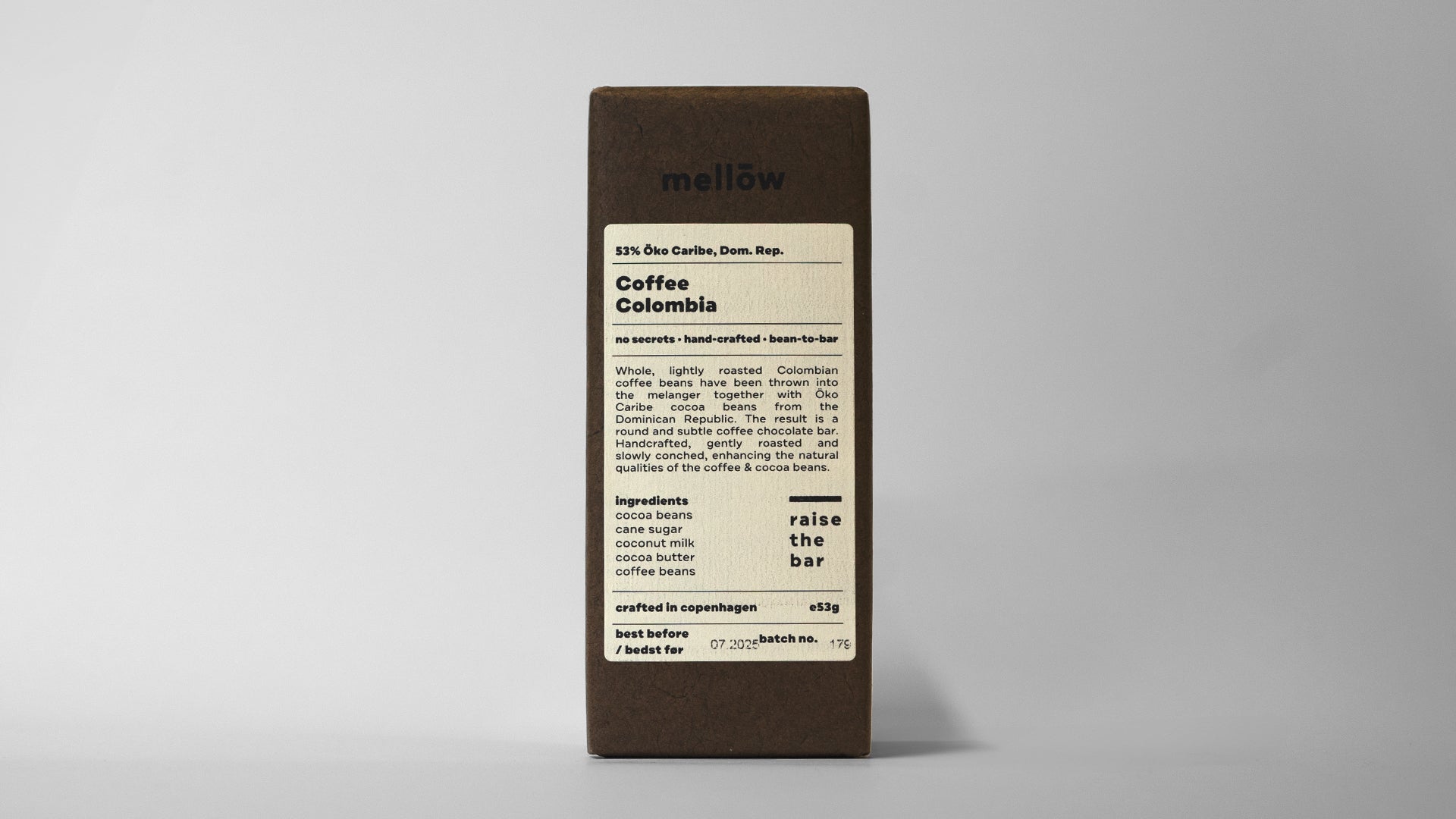 Mellow chokoladebar med kaffe, økologisk, 53 gr - økologisk mørk chokolade med kaffesmag