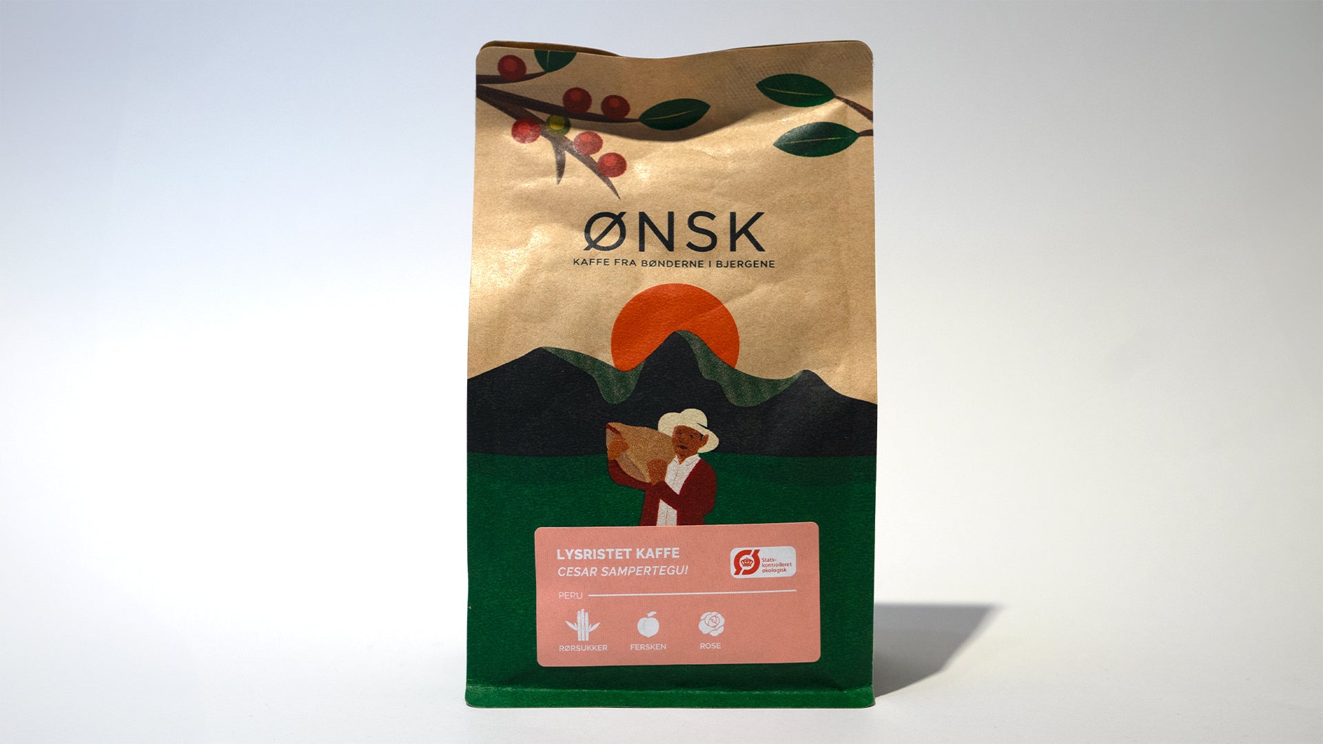 ØNSK Bønner Lysristet Cesar Sampertegui Øko - 250g pose af økologisk kaffe med noter af fersken og florale undertoner
