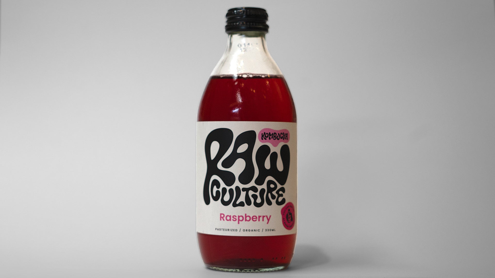 Flaske med Raw Culture Raspberry, 33 cl - fermenteret drik med hindbærsmag