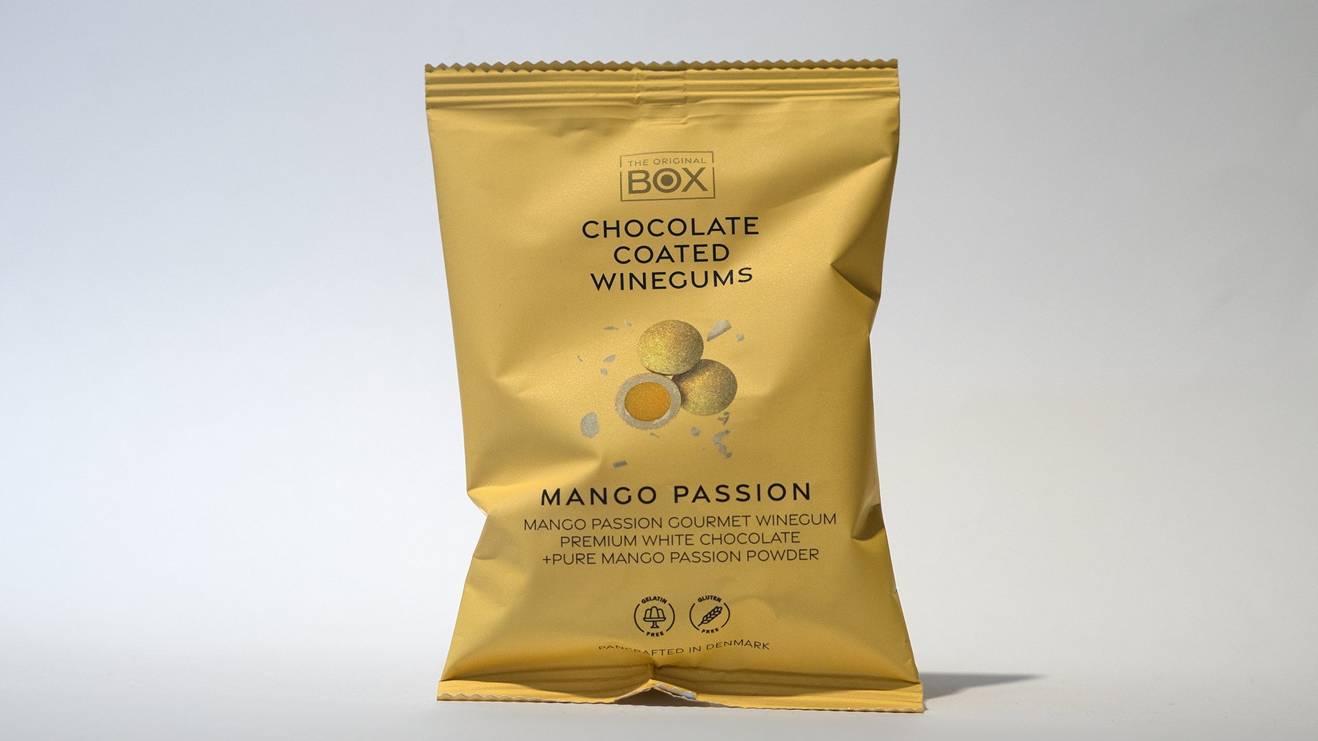 The Original Box mango og passionsfrugt smag med chokolade i pose