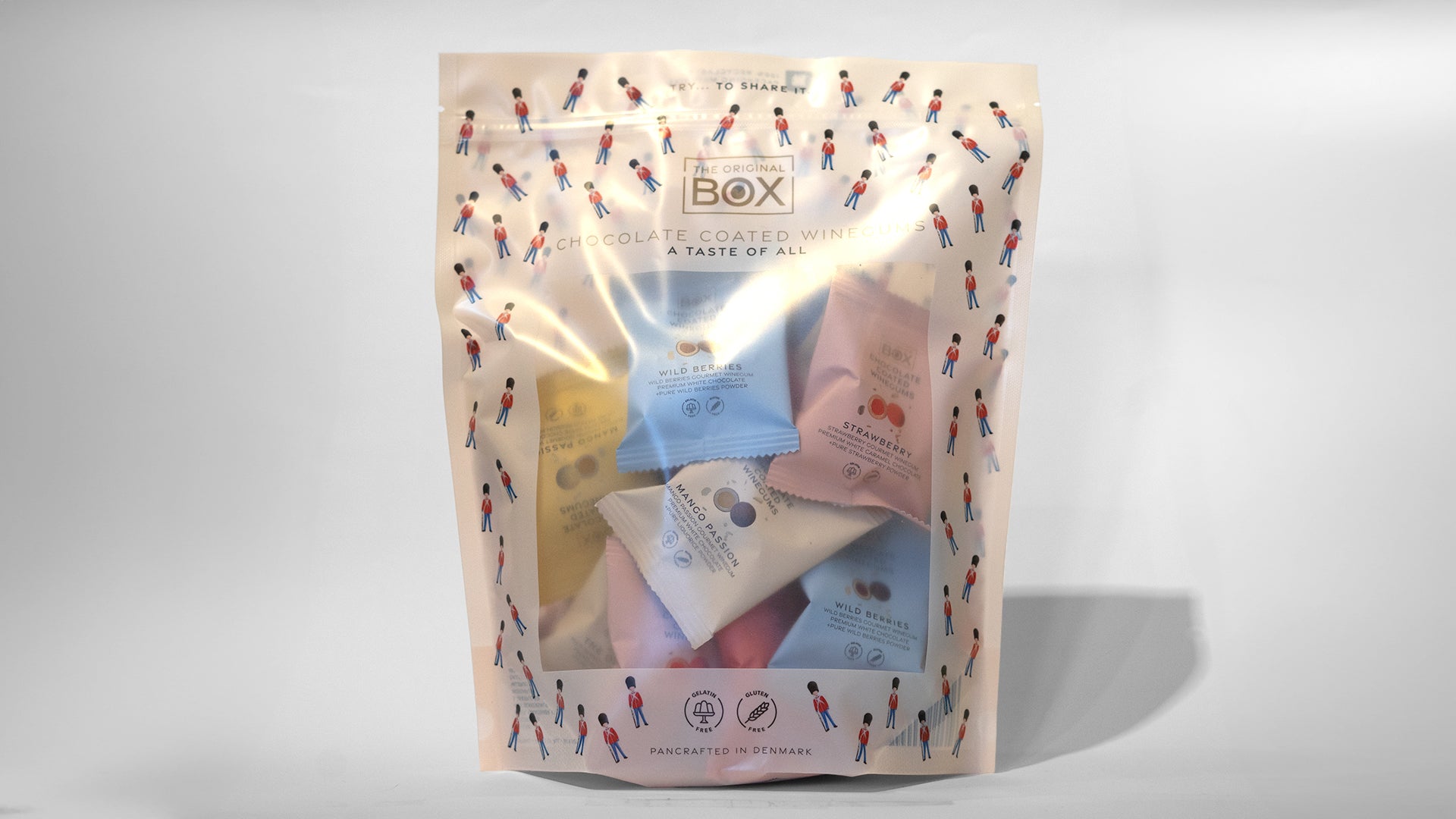 The Original Box gavepose med tinsoldater, 20 poser - eksklusiv gavepose med søde tinsoldater