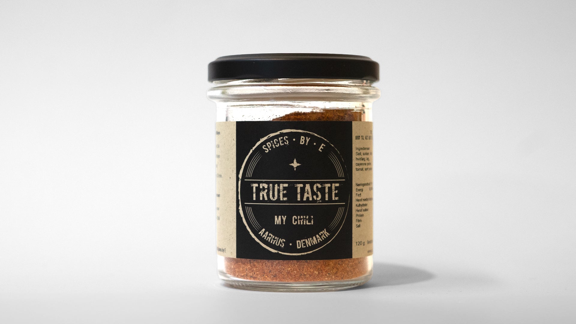 True taste spices by E my chili krydderiblanding til madlavning i genanvendelig flaske på 120g