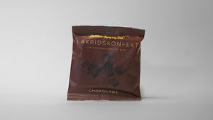 Hattesens Konfektfabrik lakrids pose med chokolade